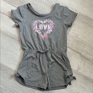Gray Kids Romper with Heart Design